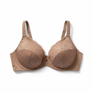 Glamorise Wonder Wire Front Clousure Brown Stretch Lace Bra Full Figure 46D